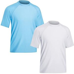 Heren Zwemshirt UV Bescherming Korte Mouwen UPF 50+ Sneldrogend 2-Pack
