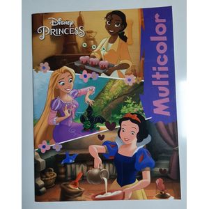 Multicolor Disney Princess kleurboek - sneeuwwitje, Tiana, Rapunzel - met kleurrijke voorbeelden - 32 pagina's