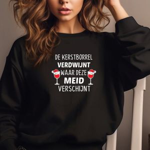 De kerstborrel verdwijnt waar deze meid verschijnt- Foute kersttrui- Zwart- Maat 3XL