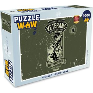 Puzzel Vintage - Leger - Vlag - Legpuzzel - Puzzel 1000 stukjes volwassenen