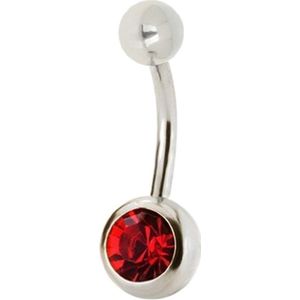 Fako Bijoux® - Navelpiercing - Classic - Kristal - Rood