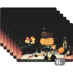 Placemats - Schilderij - Kaas - Stilleven - Oude meesters - Placemat - Onderleggers - Onderleggers placemats - 45x30 cm - Kunststof placemat