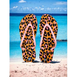 Owniez Flip Flops - Oranje Luipaard Print Slippers - Dames - Comfortabele en Duurzame Slippers - Maat 39/40