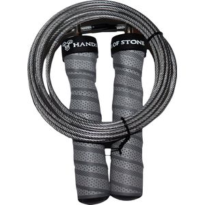 Hands of Stone - Premium Speed Rope - Verstelbaar Sport Springtouw - Jump Rope - 3 Meter lang - Voor Volwassenen en Kinderen - Voor alle Niveau's - Inclusief Opbergzak - Grijs