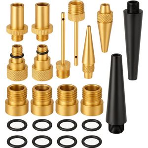 Consumerce® Set van 15 Ventiel Adapters – Fietsventiel – Autoventiel – Frans Verlengstuk – Verloopnippel – Verloopnippels Aluminium – Fiets Adapter – Ventieldop – Ventieldopje – Fietsventieldopjes - Ventieldopjes