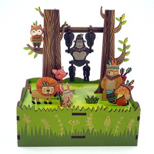 Tonecheer muziekdoosje: Jungle Games | 3D-puzzel hout DIY modelbouwpakket | TQ050