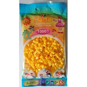 Hama midi GEEL (helder gele) strijkkralen, zakje met 1.000 stuks normale strijkparels (creatief knutselen met kralen, cadeau idee voor kinderen)