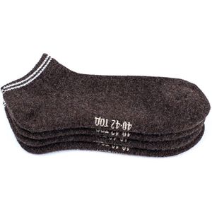 Mongolian Made - Sneakersokken - 100% Schapenwol - Maat 37-48 - Bruin/Taupe/Creme - Heren/Dames - Zelfreinigend - Multipack