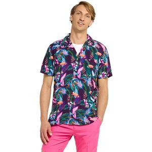 OppoSuits Night Jungle Hawaiian - Heren Blouse - Mannen Shirt - Korte Mouwen - Zomer Outfit - Maat L