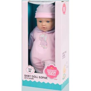 Dolly Star babypop Sophie 40cm + Kerst Inpakservice - Sinterklaas, Kerst, Pop, Speelgoed, 18 maanden