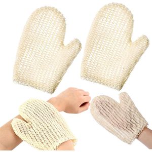 2 stuks - Sisal badhandschoenen - Ramie badhandschoenen - Dubbelzijdige vierkante badhandschoenen - Sisal exfoliërende handschoenen - Massagehandschoenen voor alle huidtypen - Massagehandschoenen - Badhandschoenen - Ideaal voor lichaamsexfoliatie