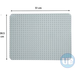 Uniblocks | Grote XL bouwplaat lichtgrijs - 51 x 38,5 cm | 51 x 38,5 cm | | bouwplaten geschikt voor Duplo | grondplaten 32x24 noppen | | stad | Combineer met DUPLO bouwstenen | bouwblokken