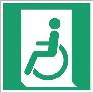 Nooduitgang invaliden links bord – E026 - Dibond - 30 x 30 cm