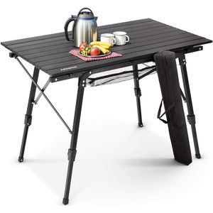 AREBOS campingtafel 90 x 51,5 cm roltafel aluminium klaptafel outdoor zwart
