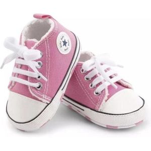Baby Schoenen - Pasgeboren Babyschoenen - Eerste Baby Schoentjes 12-18 maanden -Schoenmaat 20-21 - Baby slofjes 13cm - Roze (voering)