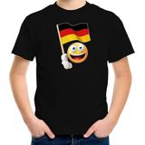 Duitsland emoticon t-shirt met Duitse vlag - zwart - kinderen - Duitsland fan / supporter shirt - EK / WK 110/116