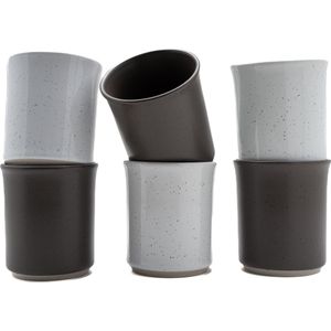 Kade 171 - Koffiekopjes - set van 6 kopjes - 150ML - zwart - wit - keramiek - hip en trendy