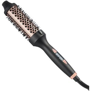 Zwarte verwarmde ronde borstel, krulborstel, volumegevende warme borstel, 1,5 inch keramische toermalijn verwarmde thermionische stijltang, krultang en stylingtool