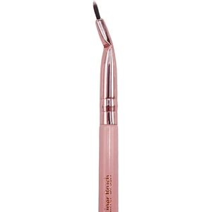 Boozyshop ® Soft Pink & Gold Bended Tight Liner Brush – Ultra-Precieze Eyeliner & Detail Kwast – Gebogen Top voor Moeiteloos Bereiken van Lastige Plekjes – Zachte Synthetische Haren