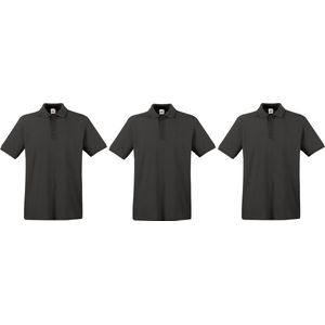 3-Pack lichtgrijs polo shirt premium van katoen voor heren - Polo t-shirts voor heren