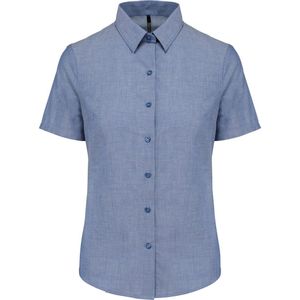 Kariban Dames Oxford blouse korte mouwen K536 - Oxford Cobalt Blue - 3XL