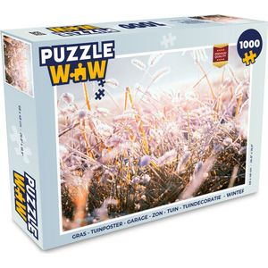 Puzzel Gras - Zon - Winter - Sneeuw - Legpuzzel - Puzzel 1000 stukjes volwassenen