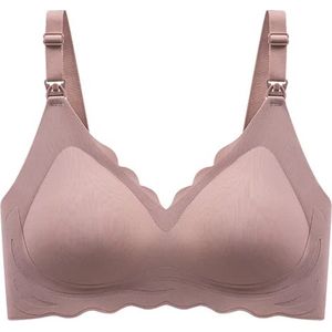 Wow Peach - Soft Seamless Voedings BH - Padded Beha - Zonder Beugel - Naadloos - Borstvoeding - Nursing - Mama - Comfort - Silky - Ademend - Kleur: Roze-bruin - Maat: Large