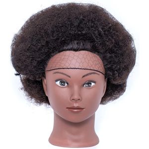 Afro Trainingshoofd Mannequin voor Styling en Vlecht Opleiding - Met Houder - 20 cm