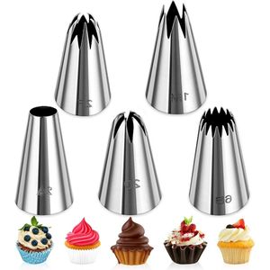 Grote spuittips set - roestvrijstalen taartleidingen kit - taartspuitmonden voor decoratie - doe-het-zelf glazuur gereedschap - 1M 6B 2A 2D 2F - bakgereedschap decoratietips voor crème .