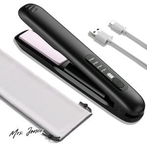 Mrs. Jones Snoerloze Stijltang en Krultang 2 in 1 Oplaadbaar - Mini Draagbaar - Draadloos - Snelle Opwarming - Anti-verbranding - 4-Standen Temperatuurregeling .