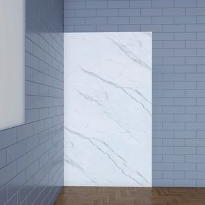 Aica B:120xH:210cm visbuikwit aluminium composiet platen , 3 mm dik-Set van 1 douchewandpanelen inclusief profielen-Wandpanelen