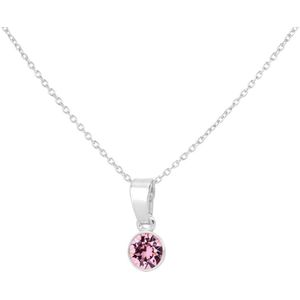 ARLIZI 1781 Ketting Swarovski Kristal Hanger Roze - Sterling Zilver - 43 cm