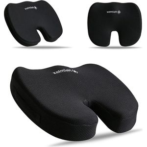Traagschuim zitkussen voor bureaustoel - pijnverlichting stuitbeen en rug - antislip kussen voor kantoor, rolstoel, autostoel - ischias en staartbeenpijn