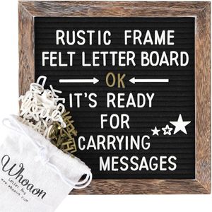 Rustiek houten ingelijst vilten briefbord 10""x10"". Voorgesneden witte en gouden letters, cursieve woorden, houten standaard, schaar, rustiek wand- en tafeldecor, rustiek decor, zwart vilt