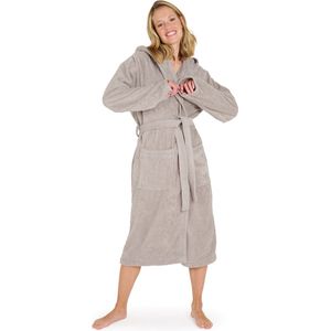 Blumtal Badjas Katoen Dames - Katoenen Badjas - Zachte Badjas - Met Capuchon - Fluweelzachte Badstof - Oeko-TEX® Gecertficeerd - Grijs - Maat L