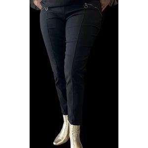 Dames broek met rits detail stretch hoog model zwart plus size 44