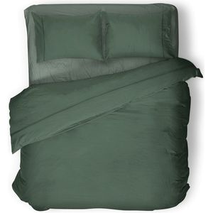 Elegance Dekbedovertrek - 260x200/220 - Uni Percal katoen - Met Bies - grenat green