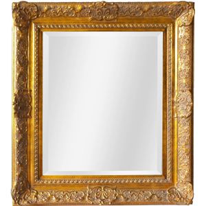 Barokke Spiegel goud met ornamenten - Wandspiegel Liam Buitenmaat 66x76 cm Goud - Ook geschikt voor badkamer - Luxe spiegel voor toilet of toiletruimte - Ophanghaken gemonteerd - Houten lijst