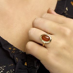 Ring - Carneool - 14k Geelgoud - Dames - Gepolijst