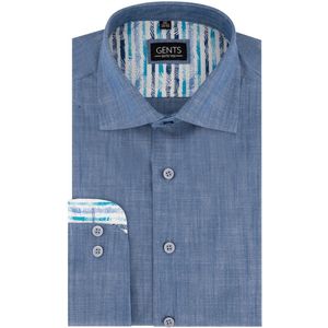 GENTS - Overhemd - Katoen - Blauw - Maat EU42/L