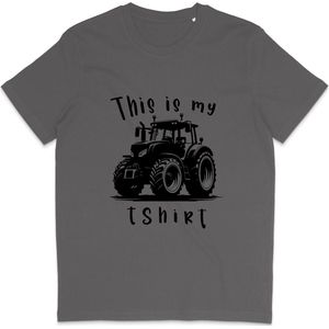 Grappig T Shirt Heren en Dames - This Is My Tractor T Shirt - Grijs - M