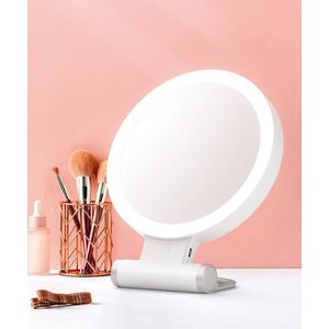 Innovision Make up spiegel met verlichting - 1x en 10x vergroting - Oplaadbaar - Spiegel met verlichting - Make up spiegel met standaard en hanger - Neerzetten en ophangen