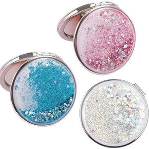 Make-up Spiegel Compacte Spiegel Ronde Hand Gehouden Spiegel - High-definition Draagbare Quicksand Zakspiegel