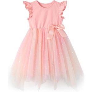 Miipat Meisjesjurk, tule, prinses, peuter, meisjesjurk, zomer, vliegende mouwen, tutu-jurk voor verjaardagsfeest, bruiloft, optocht