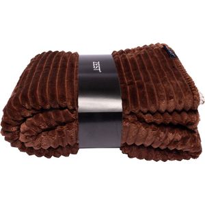 Fleeceplaid Rib vacht Bruin 125cm*150cm
