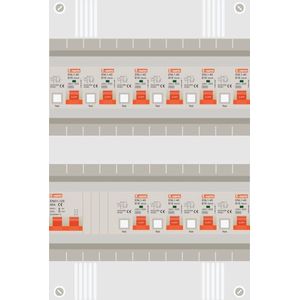 1 fase groepenkast met 10 aardlekautomaten