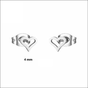 Aramat jewels ® - Zilverkleurige zweerknopjes open hart oorbellen staal 4mm