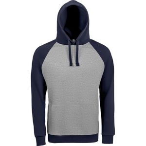 SOLS Unisex Seattle Contrast Raglan Hoodie (Grijze Marl/Franse marine)