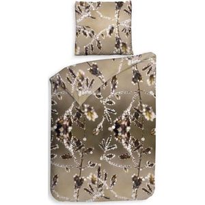 Heckett & Lane Isabelle - Flanel - Dekbedovertrek - Eenpersoons - 140x200/220 cm - Taupe