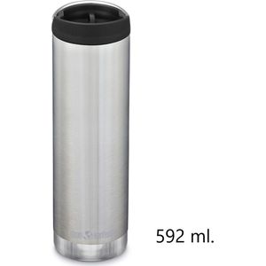 Drinkfles - Klean Kanteen TKWide 592 ml - Brushed Stainless 20 Oz - insulated thermosfles met Café cap - voor warme en koude dranken.